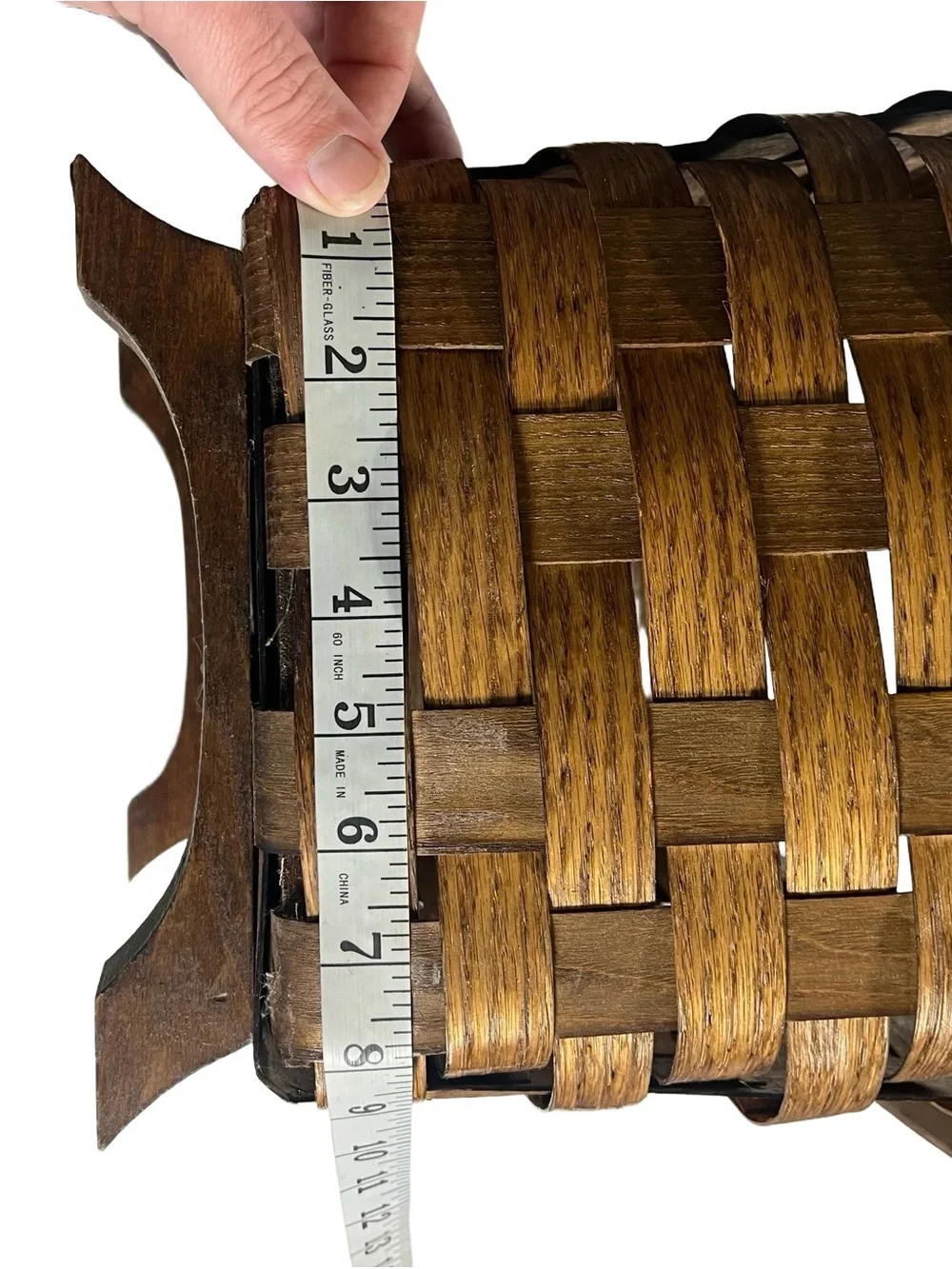 Basketville Putney Vermont Woven Wood Basket Brass Eagle Footed Magazine Carrier